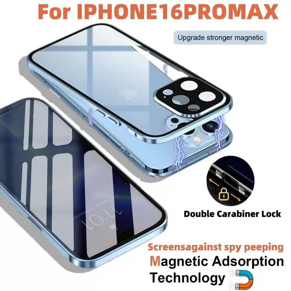 Cross-Border Applicable iPhone 17 Pro Max Snap-On Privacy Screen Protector Magneto Double-Sided Glass Apple 16 Phone Case