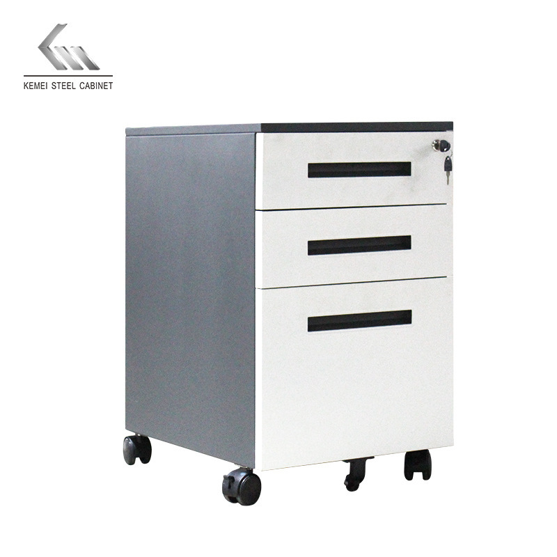 Steel Three-pump Movable Cabinet with Pulley Storage Cabinet Office File Locker with Lock Low Cabinet Computer Desk Lower Cabinet