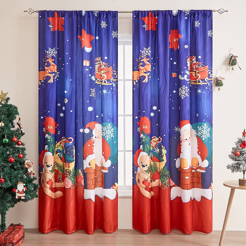 New American Christmas Curtain Santa Claus Printed Cloth Shading Rectangle Beautify Decorative Fabric Finished Products New American Christmas Curtain Santa Claus Printed Cloth Shading Rectangle Beautify Decorative Fabric Finished Products
