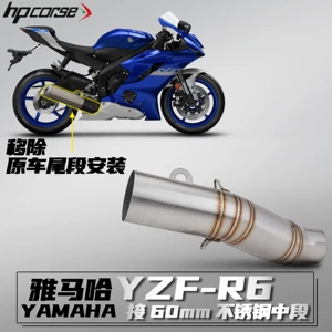 Yamaha R6 06-23 motosiklet 60mm düz paslanmayan polad orta hissə, zərərsiz quraşdırma