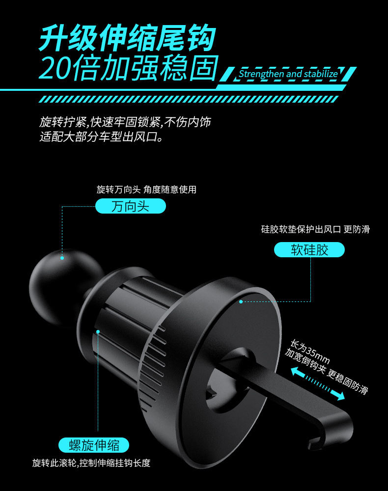 Wholesale and dropshipping of creative car accessories: car air vent gravity navigation holder, multifunctional car phone holder