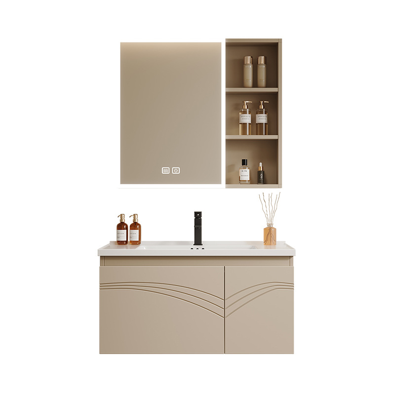 Gabinete de baño de aire crema cerámica integral lavabo de baño lavabo