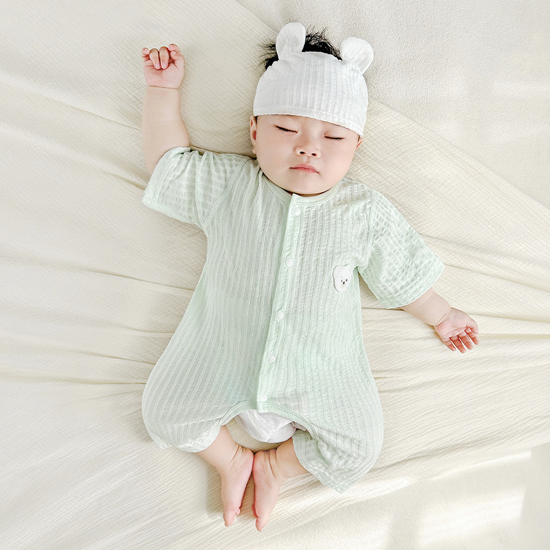 Mono de bebé verano para hombres y mujeres de manga corta delgada para niños pequeños mameluco de entrepierna abierta mameluco ropa de verano para bebés ropa para recién nacidos