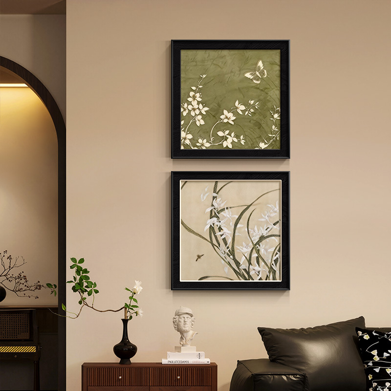 新款装饰画挂画客厅高级感铝合金壁画复古大气组合喷绘中古风