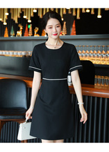 职业连衣裙女夏季2023夏季新款黑色圆领OL气质修身显瘦包臀一步裙