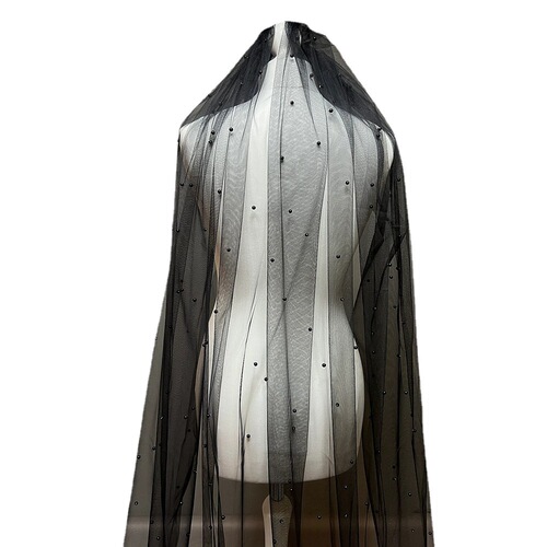 Youlapan Bridal Veil Black Gothic Style Wedding Veil Pearl Dark Party Decoration V05