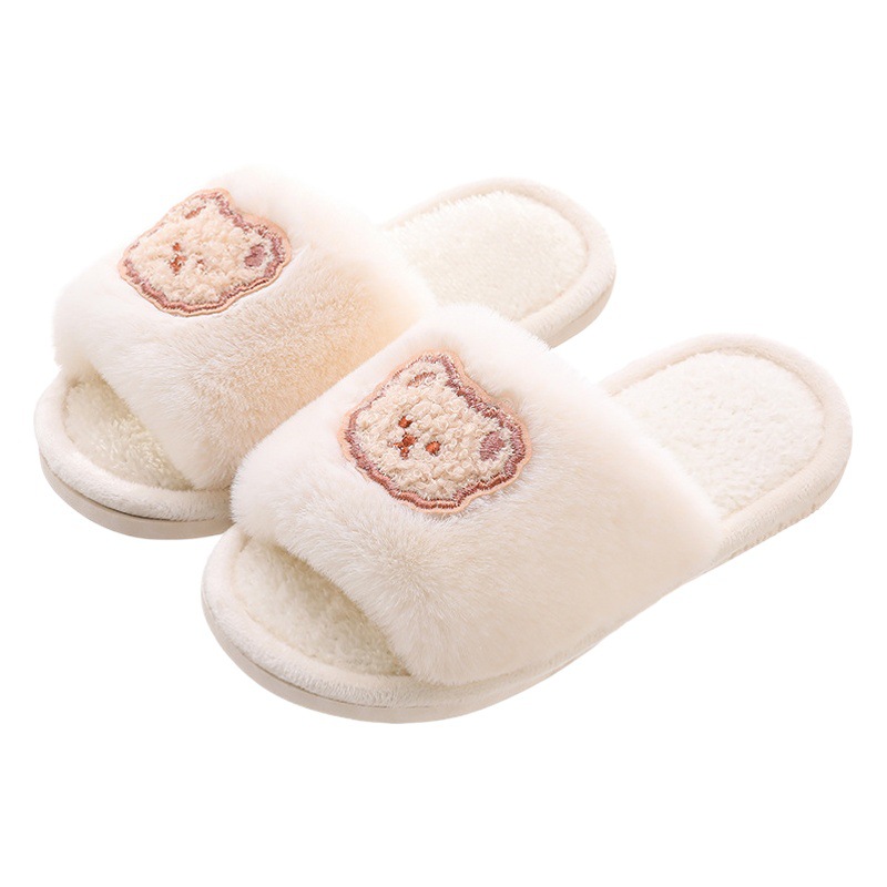 2023 zapatos de algodón para niños para hombres y mujeres de interior casual de dibujos animados oso lindo antideslizante cómodo Zapatillas de algodón de felpa de suela gruesa