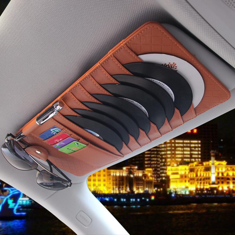 Other Car CD Clip Sun Visor Organizer Storage Bag Disc Holder (Multimediya və saxlama aksesuarları) - multifunctional-cd-clip-coffee-brown