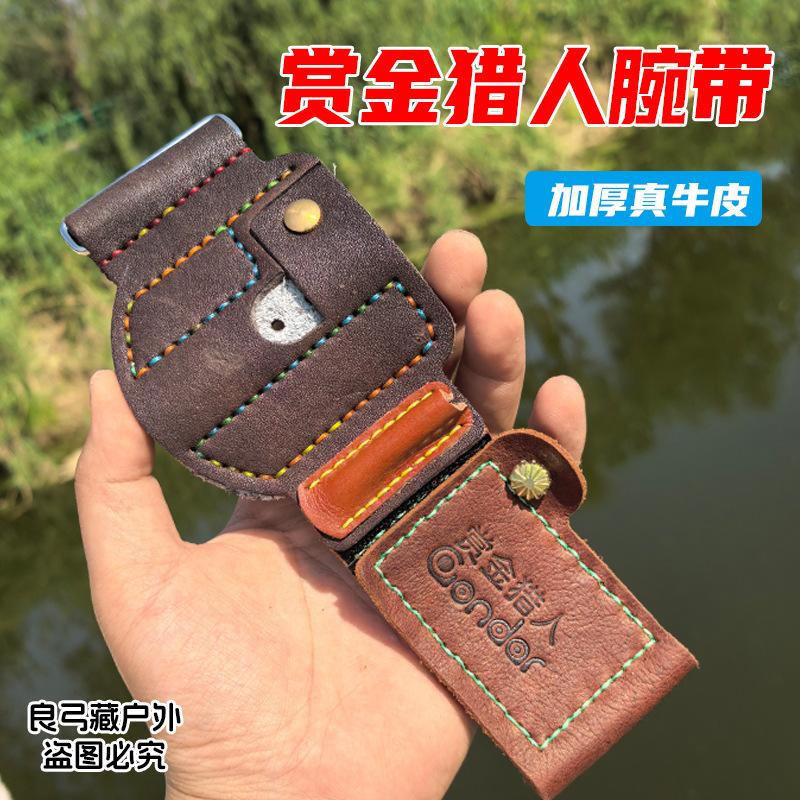 Bounty Hunter First-Layer Cowhide Wristband Thickened Velcro Wristband Special Handmade Slingshot Fish Shooting Wristband Bounty Hunter First-Layer Cowhide Wristband Thickened Velcro Wristband Special Handmade Slingshot Fish Shooting Wristband