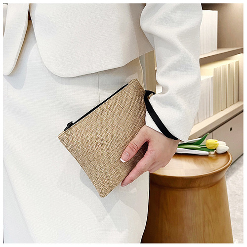 Cross-border cotton and linen handbag for women  new simple trend Harajuku style wallet bag fashion mobile phone zero wallet bag 