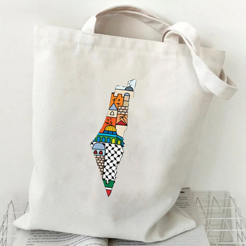 Middle Eastern Graphic Printing Canvas Bag for Men, Shopping Bag, Storage, Arabic, Reusable Tote Bag, Handheld Bag