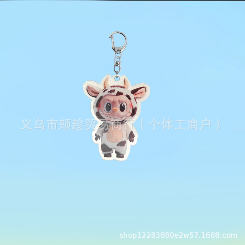 ラブブアクリル透明キーホルダー二次元バックパックペンダントかわいい小さなギフトアクセサリーキーホルダー卸売|undefined