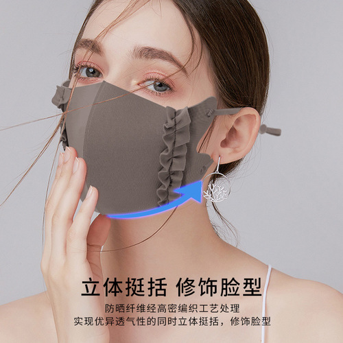 Ice silk fungus three-dimensional adjustable cloth candy color thin cool feeling sun protection breathable mask cross-border wholesale