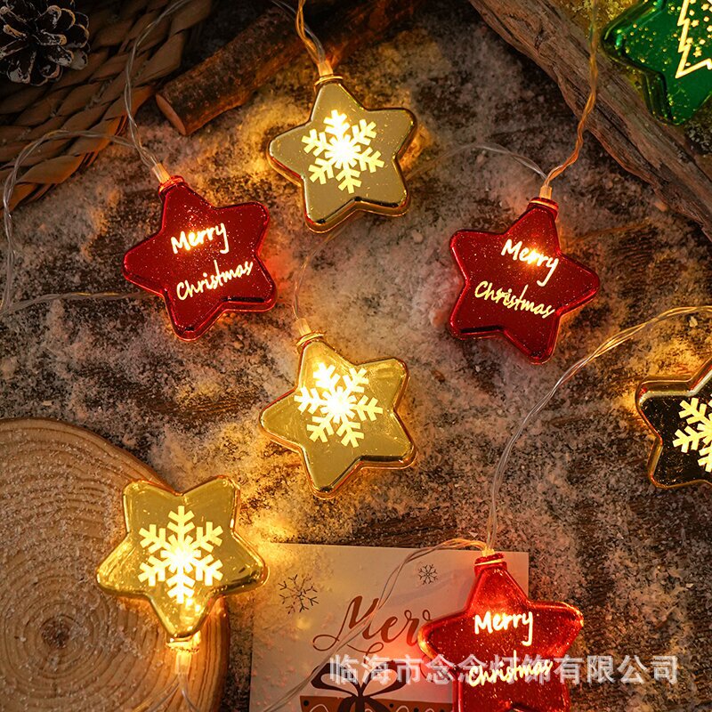 国境を越えた新しい人気LEDクリスマス五角星球灯串五角星鏡面メッキ雰囲気装飾|undefined