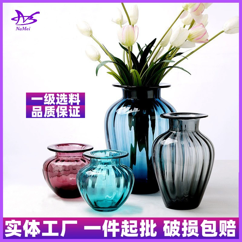 Ins стиль высококлассная стеклянная ваза с тиснением прозрачное украшение модель гостиной комната Цветочная композиция гидропонное украшение Высокое чувство