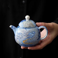 珐琅彩手工掐丝银茶壶高档龙年家用陶瓷带过滤泡茶器功夫茶具单壶