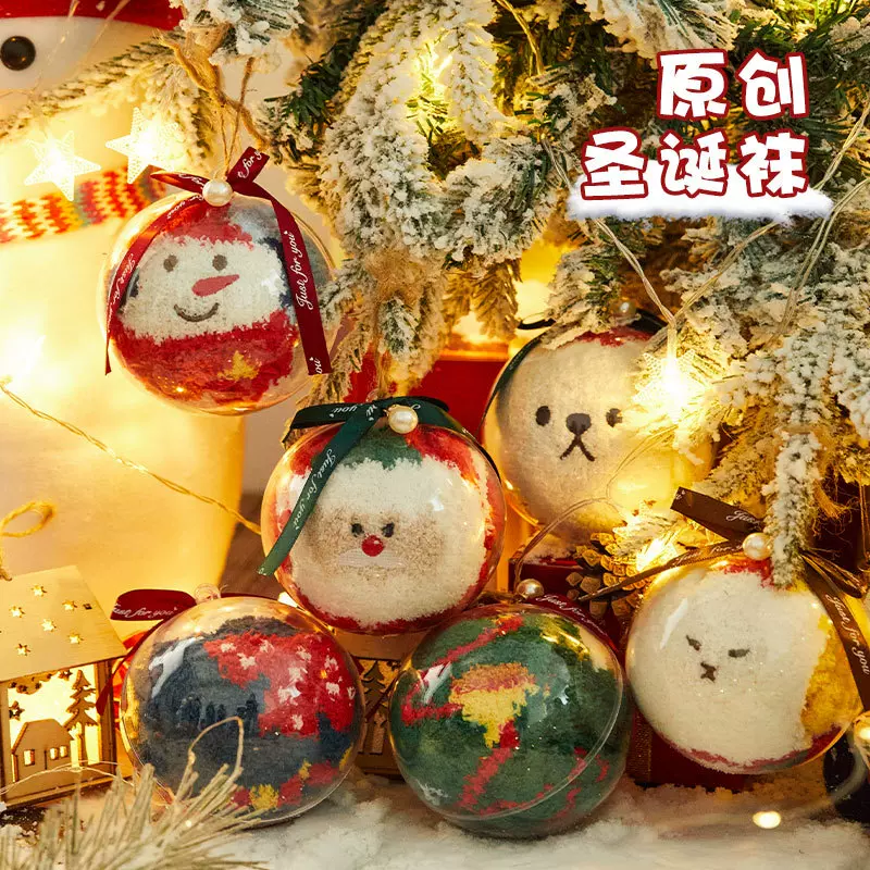 球装圣诞袜子女中筒袜冬季保暖原创珊瑚绒袜子圣诞节礼盒诸暨批发