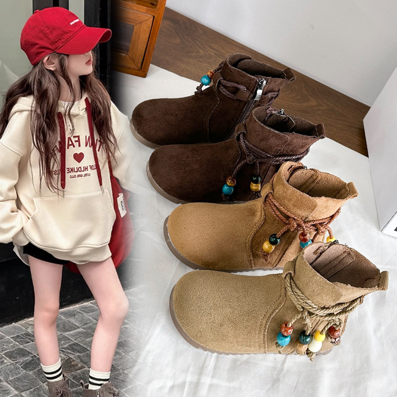 Girls' Boots 2025 Autumn New Genuine Leather Children's Martin Boots Girls Baby Princess Short Boots Children's Boken Shoes