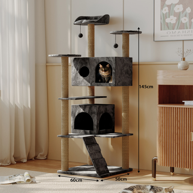 Marco de escalada para gatos al por mayor de fábrica, marco de escalada para gatos grande integrado de lujo, nido para gatos de lujo, árbol para gatos, hogar para gatos