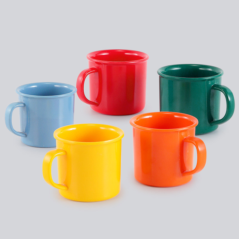 Colorful Plastic Cups with Handles, Custom Logo Engraved, Water Cups, Tea Cups, Beverage Cups, Commercial Melamine Tableware