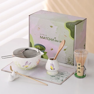 新款跨境纯手工手绘抹茶碗女孩陶瓷打抹礼盒套装茶宪竹子刷百本立