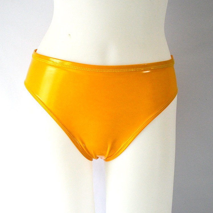 Brillante triángulo pequeño interior europeo y americano transfronterizo ropa de goma de imitación sexy vaina espejo brillante charol cintura alta ropa interior de las mujeres