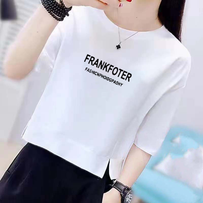 新しい半袖tシャツ女性夏の新しい上着がゆるい半袖ins潮高腰の短い白い体磊紅|undefined