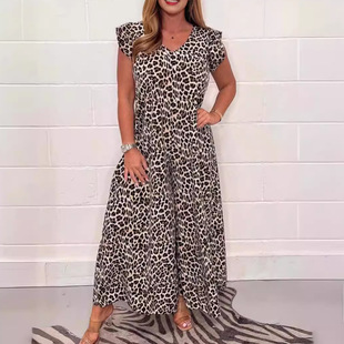 European and American Cross-border 2024 Summer Amazon Independent Station Fashion Leopard Print Sleeveless Loose Wide-leg Pants