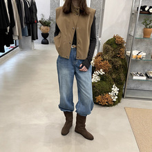 LAKE冬季爆款咖皮带磨毛直筒裤女2025韩版百搭洗水牛仔裤潮66179