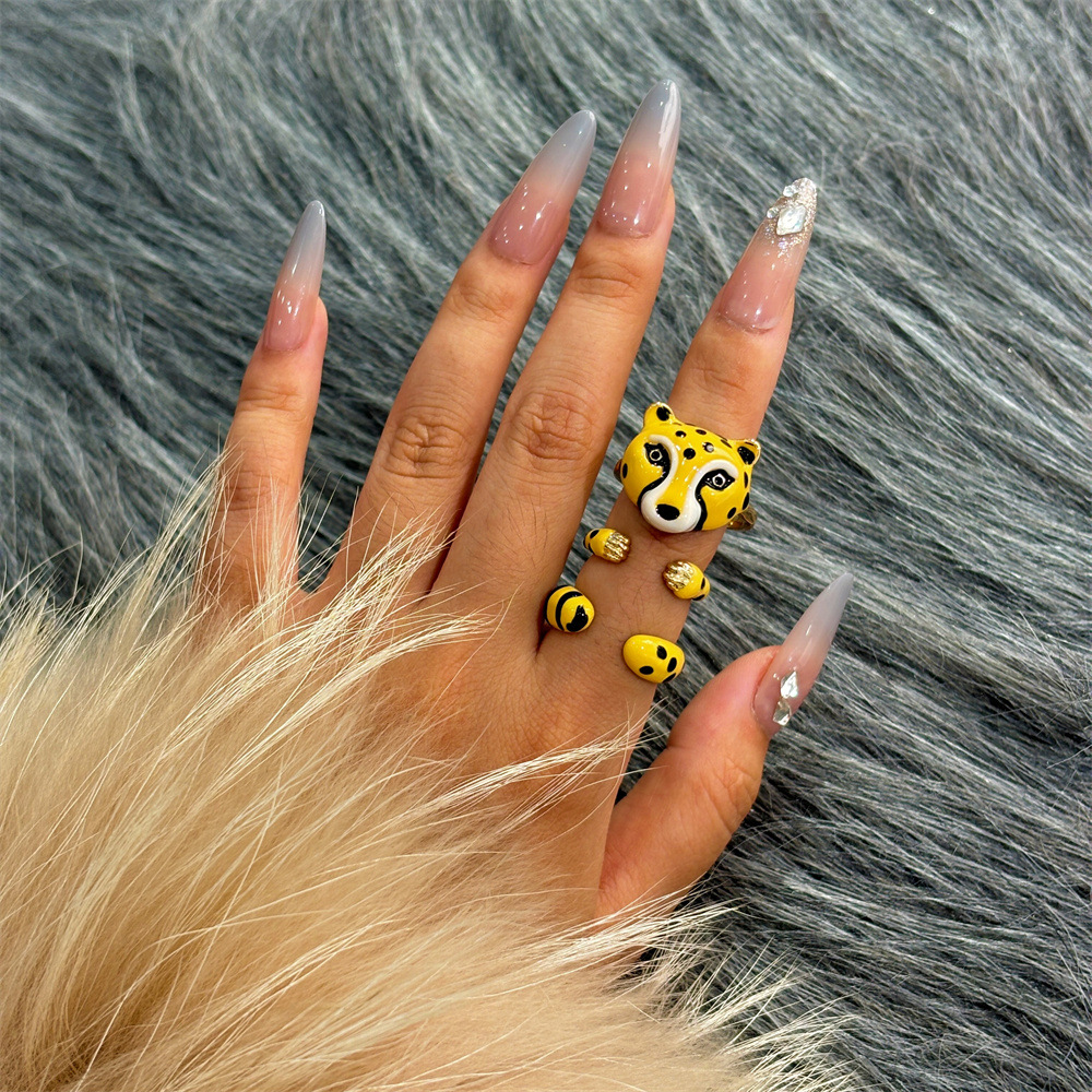 15g Weight Open Rings Classification 1 Set Quantity Holiday, Daily Occasion Alloy Material Animal, Cartoon Pattern All Seasons Season Women's Gender Plating Design Original Design, Cute Style Original Design Cute Animal Cartoon Alloy Plating Women's Open Rings 1