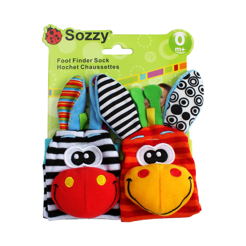 Sozzy lindo animal muñeca Bell calcetines bebé educación temprana sonando papel bebé sonajero juguete de peluche