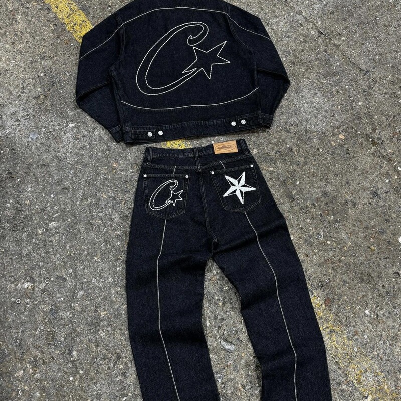 Alcatraz Cross-Border Denim Suit High Street Western Denim Jacket Loose Cortiez Jeans Trendy Brand
