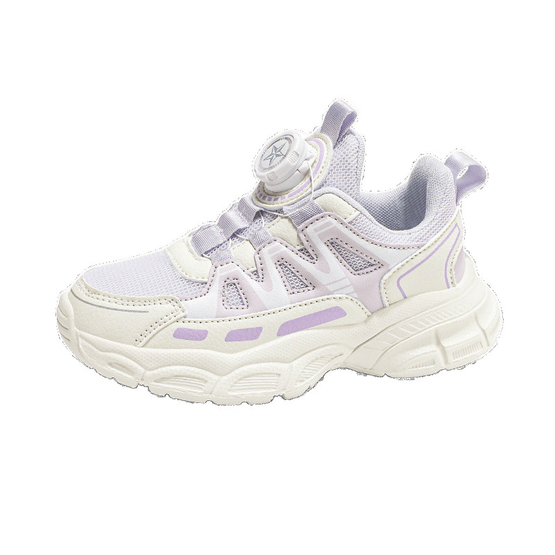 Niñas zapatos de padres botones de botón de niños zapatos de carrera rosa primavera y verano 2025 nuevos zapatos deportivos para niños grandes