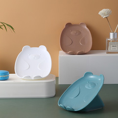 Cartoon Bear Drainage Soap Dish Household Creative Bathroom Shower Tray Drill-Free Anti-Slip Drain Soap Holder