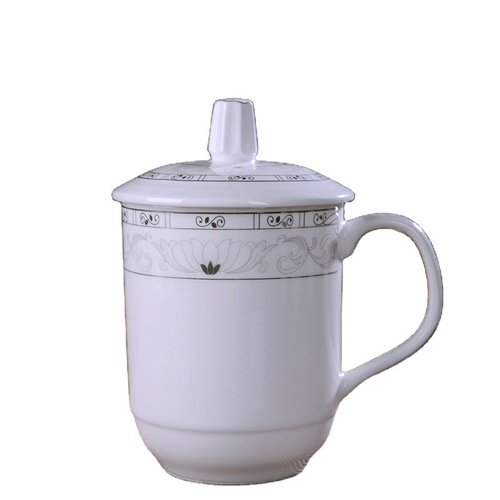 Jingdezhen ceramic tea cup set office cup with lid bone china conference cup home gift office cup