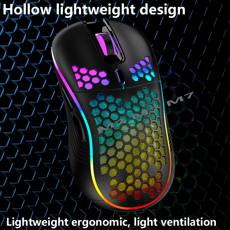 M7 Hollow Wireless Mouse Lightweight Office Gaming Backlit Computer Mouse 7200dpi Source Factory Cross Border_voghion.com