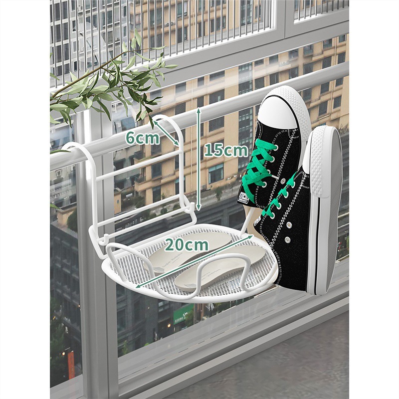 Balcón estante de secado de zapatos artefacto anti-robo ventana barandilla ventana estante de secado ventana alféizar sandalias de secado al aire libre