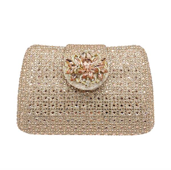 Túi clutch dạ hội đính đá lấp lánh – phụ kiện sành điệu cho nàng — Màu Sâm panh