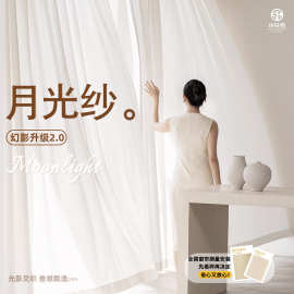 月光纱小轩窗2025新款提花光羽白纱透光不透人双门幅客厅阳台纱帘