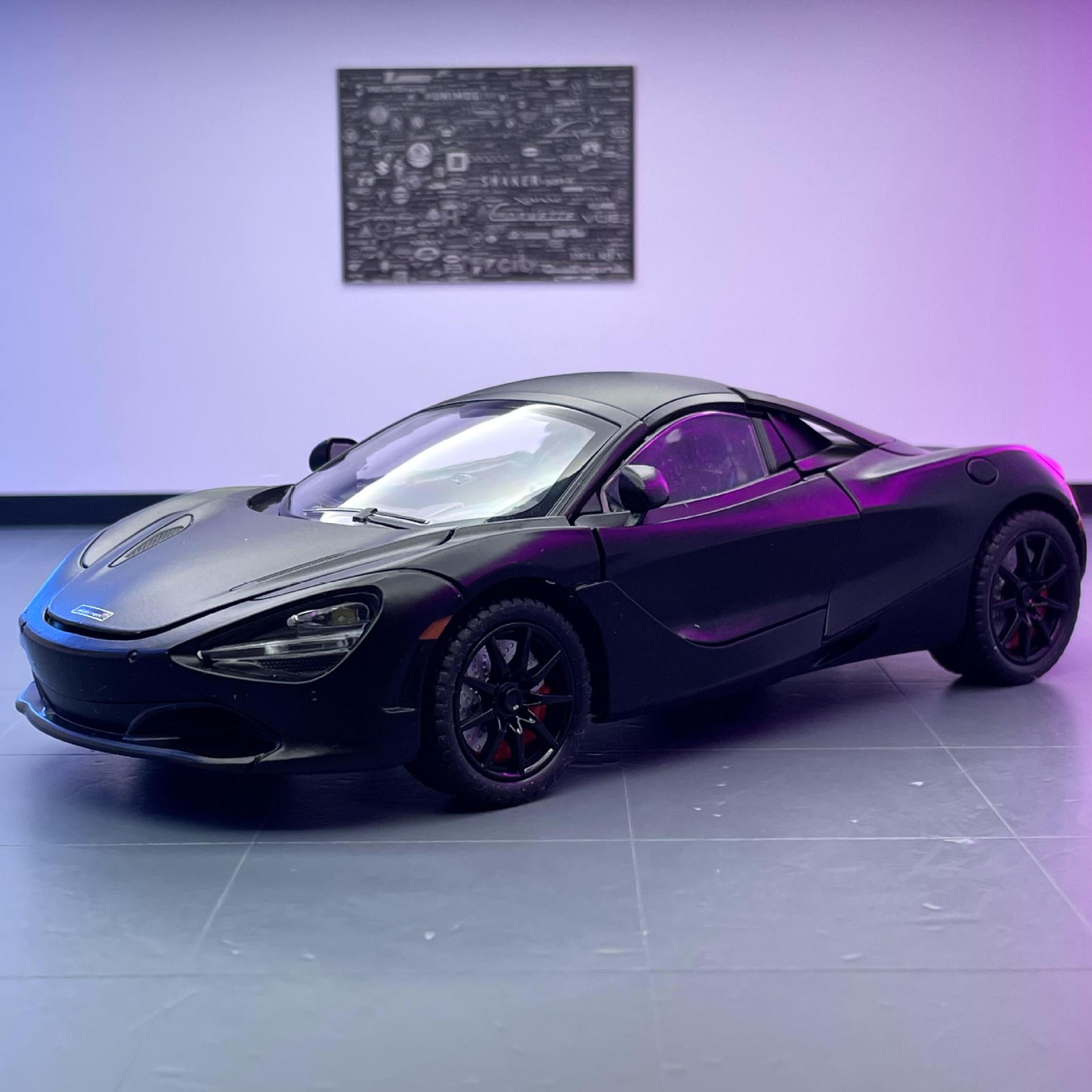 Modelo de coche de aleación de coche 1:24 mclaren 720s coche deportivo tire hacia atrás con el sonido y la luz del coche de juguete modelo de música adornos