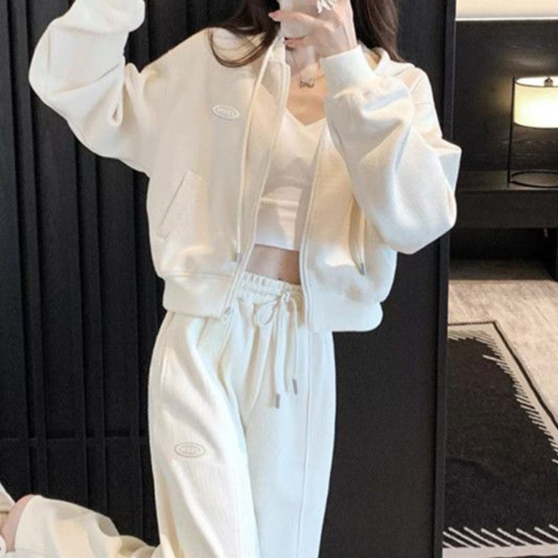 Thin Sports Suit for Women 2025 Spring and Autum Korean Style Loose Slimming Look Fashionable Casual Running Suit Two-Piece Set