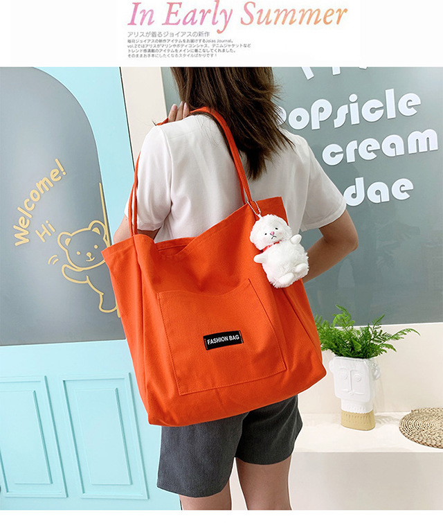 Candy-colored canvas bag, 2021 new ins bag, large-capacity tote bag, simple Korean-style single-shoulder artistic handbag undefined