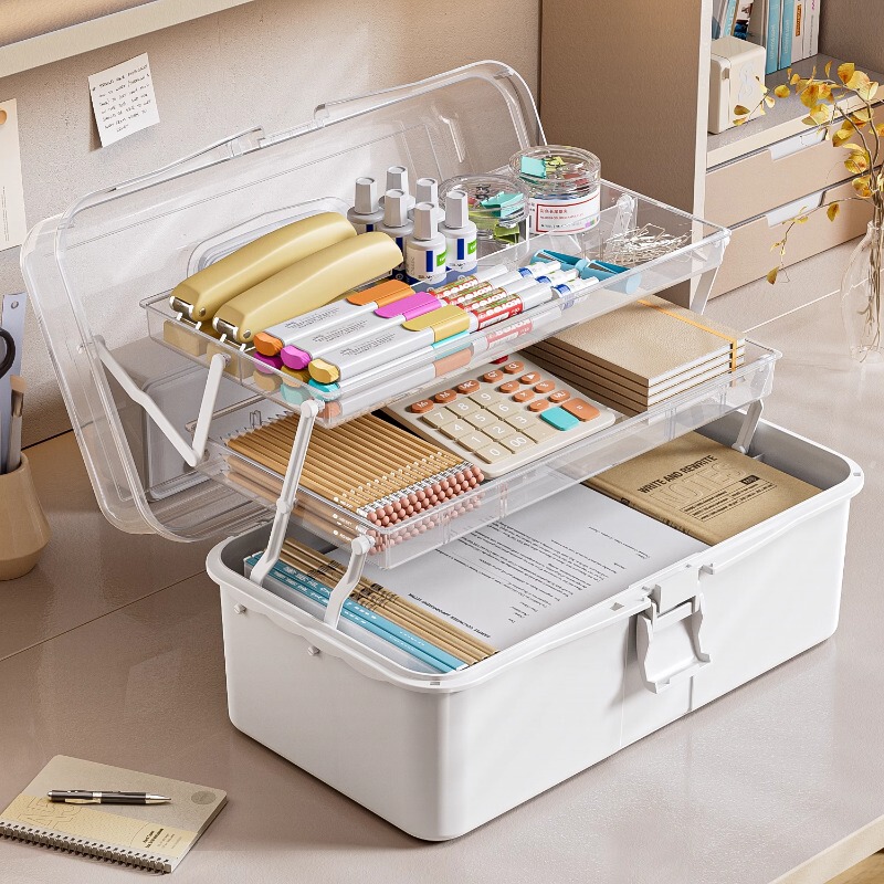 Stationery Finishing Art Tools Transparent Three-Layer Folding Portable Desktop Brush Paint Calligraphy Storage Box Storage Box Stationery Finishing Art Tools Transparent Three-Layer Folding Portable Desktop Brush Paint Calligraphy Storage Box Storage Box