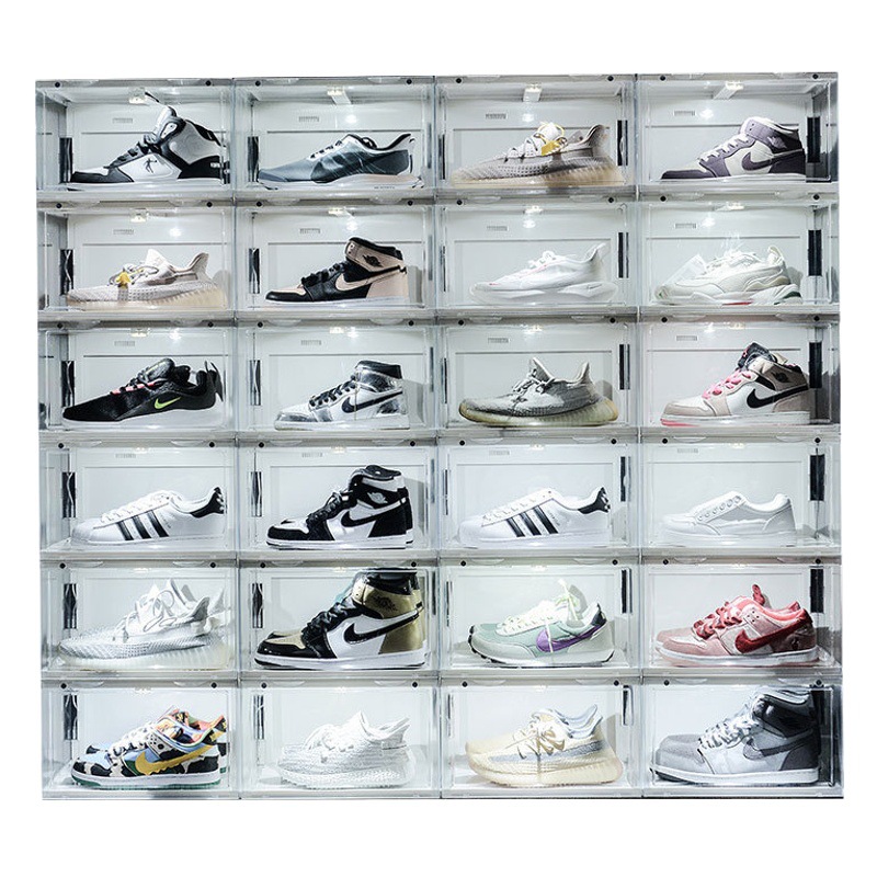 Caja de zapatos luminosa controlada por voz caja de almacenamiento de zapatillas transparentes caja de zapatos AJ caja de zapatos de plástico gabinete de zapatos zapatero caja de zapatos de baloncesto