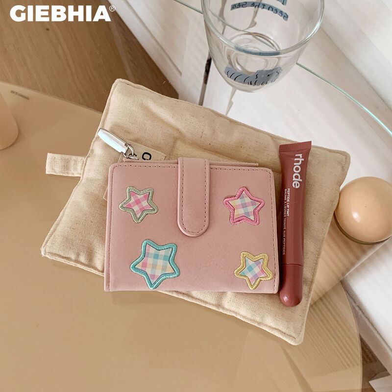 Y2K plaid stars~ Wallet and card holder integrated ID storage, lightweight and cute coin and passport holder, wholesale in stock