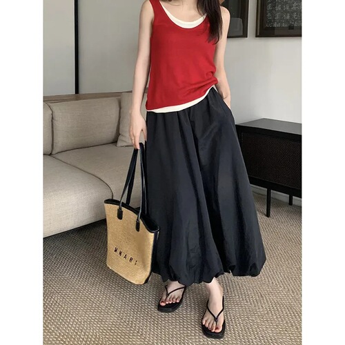 White skirt for women's summer 2026 new high-waist a-line skirt half-skirt small flower bud skirt casual long dress
