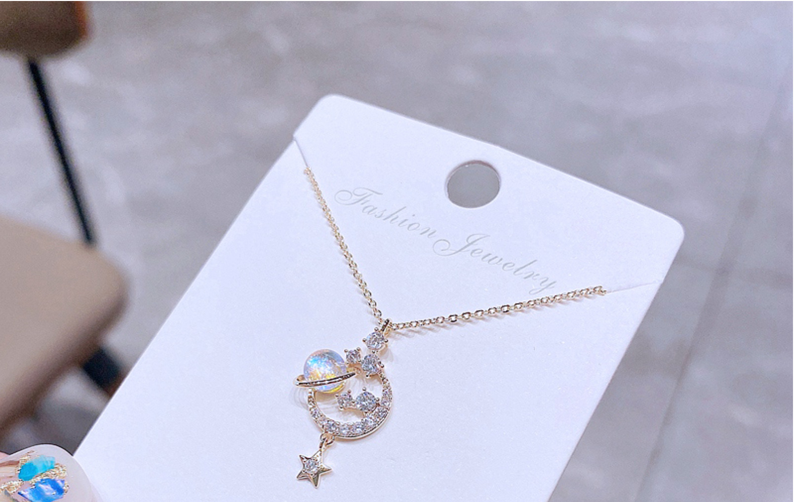 fantasy colored glaze planet fashion clavicle chain copper plated gold necklace