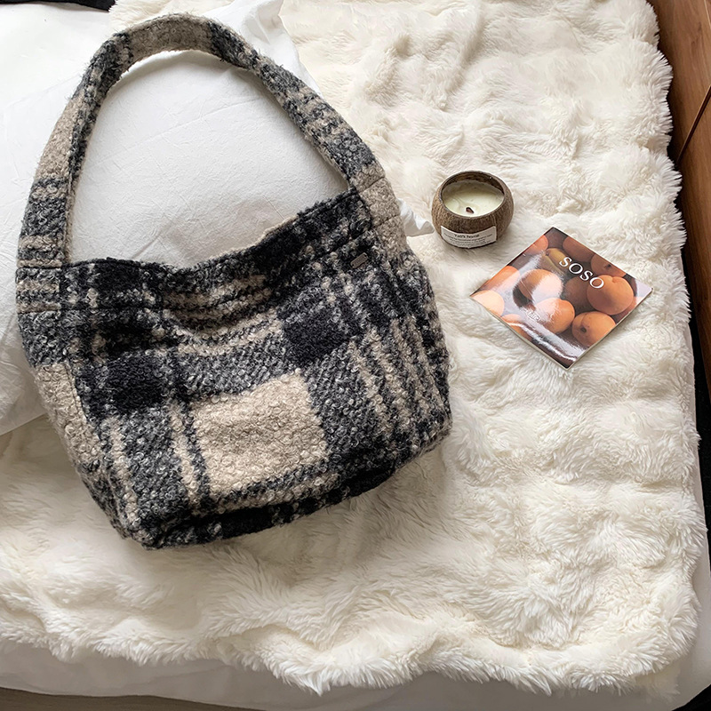 Dongdaemun, Corea del Sur, nueva moda, imitación de cordero, lana de felpa, bolso de hombro de gran capacidad, estampado de leopardo, bolso de muñeca