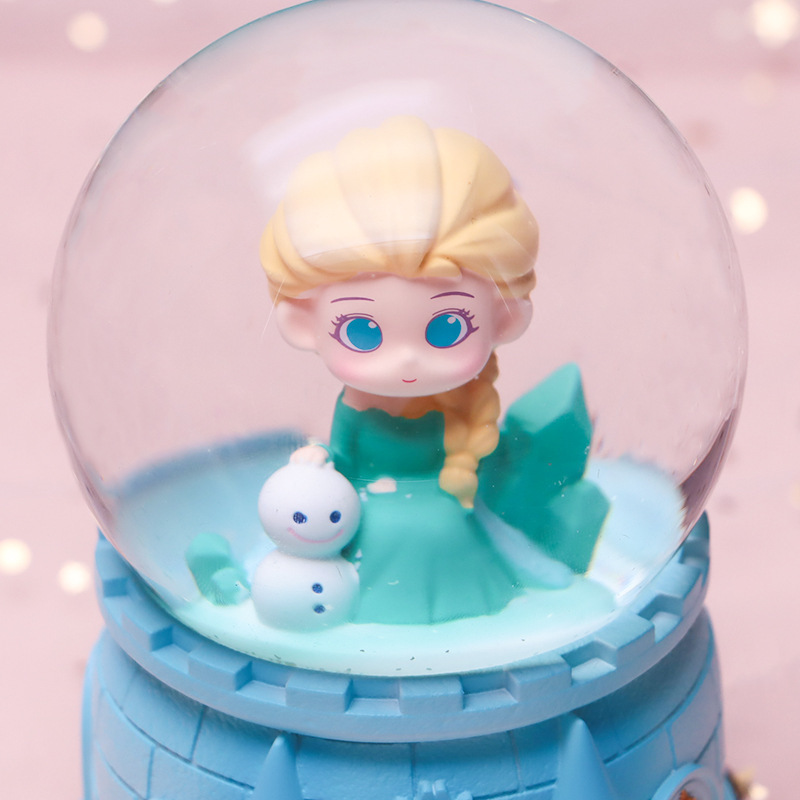 梦幻冰雪奇缘爱莎公主水晶球音乐盒发光飘雪白雪公主摆件女生礼物|undefined