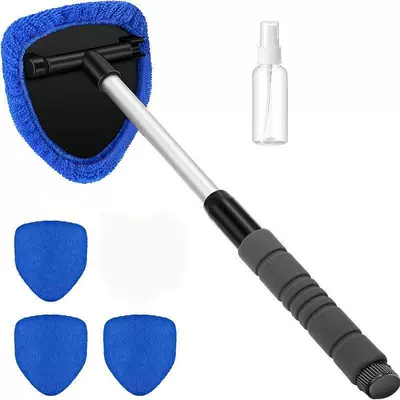 Window Brush Set – Car cleaning tools - 1-set-five-sided-sponge-telescopic-pole-4-blue-cloth-covers-spray-bottle